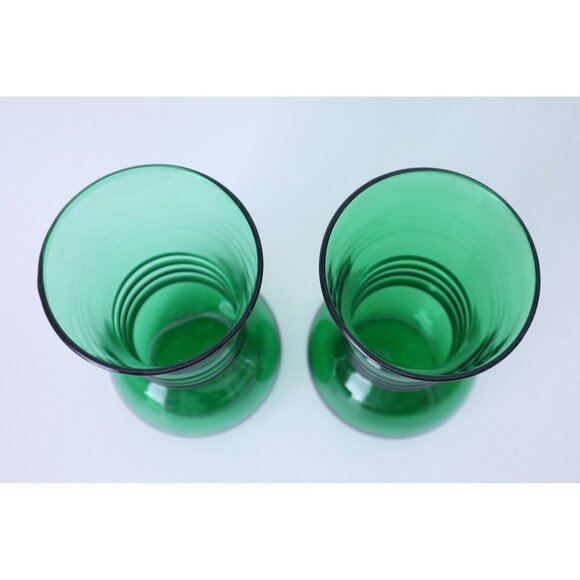 2 Vintage Forest Green Vases Anchor Hocking Vase  1960's - Picture 4 of 4